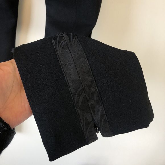 Bisou Bisou Dress Pants Black Jacquard Trim Ankle Zip Women’s Size 8 NWT’s - Picture 9 of 12